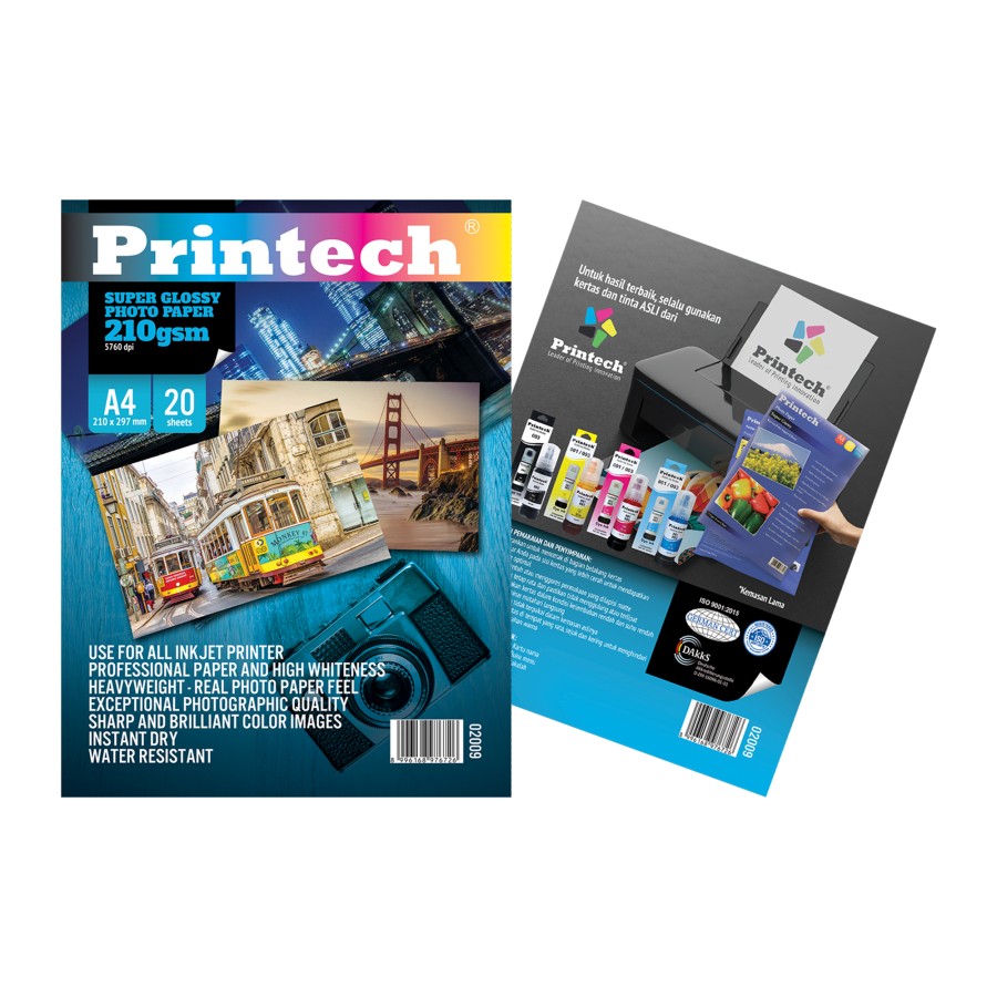 Kertas Foto Glossy Printech Ukuran A4 Tebal 210gsm dan 230gsm Isi 20 Lembar / Glossy Photo Paper  