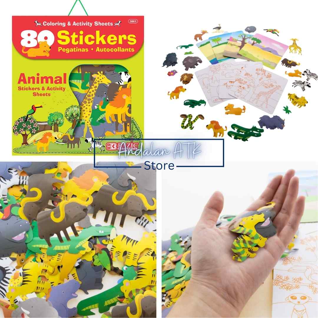 Bazic Stickers Series Car, Dinosaur, Animal, Princess [80 PCS] / Tempelan Stiker  