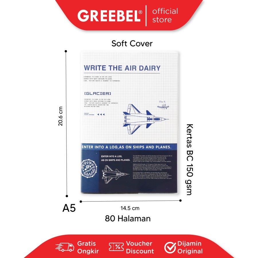 Greebel Note Book 8080 A5C 42 Ukuran A5 / Buku Agenda Notebook / Buku Catatan