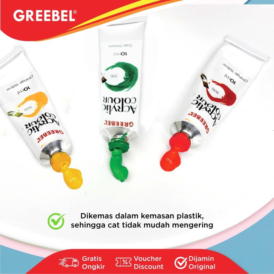 Cat Akrilik Greebel Acrylic Paint 10ML Isi 12 Warna / Cat Lukis