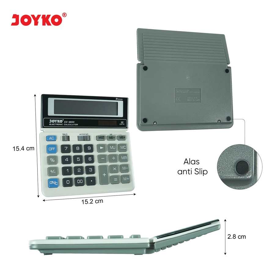 Kalkulator Joyko / Calculator Tipe CC-800 / 12 Digit Dual Power  