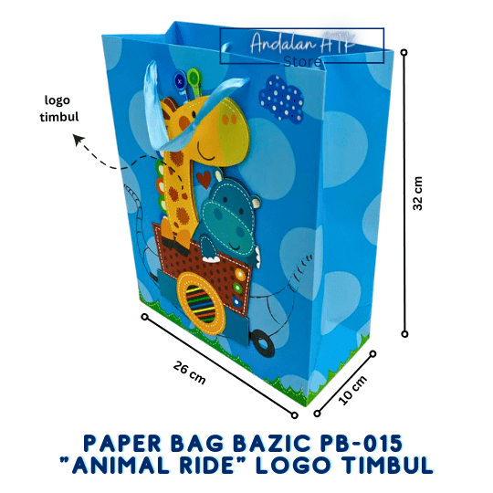 Paper Bag Animal Ride Bazic PB-015 Logo Timbul / Tas Kertas Shopping Bag / Goodie Bag