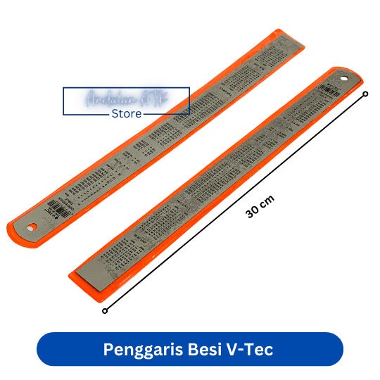 Penggaris Besi Panjang 30 cm VTEC / Penggaris Stainless V-TEC  