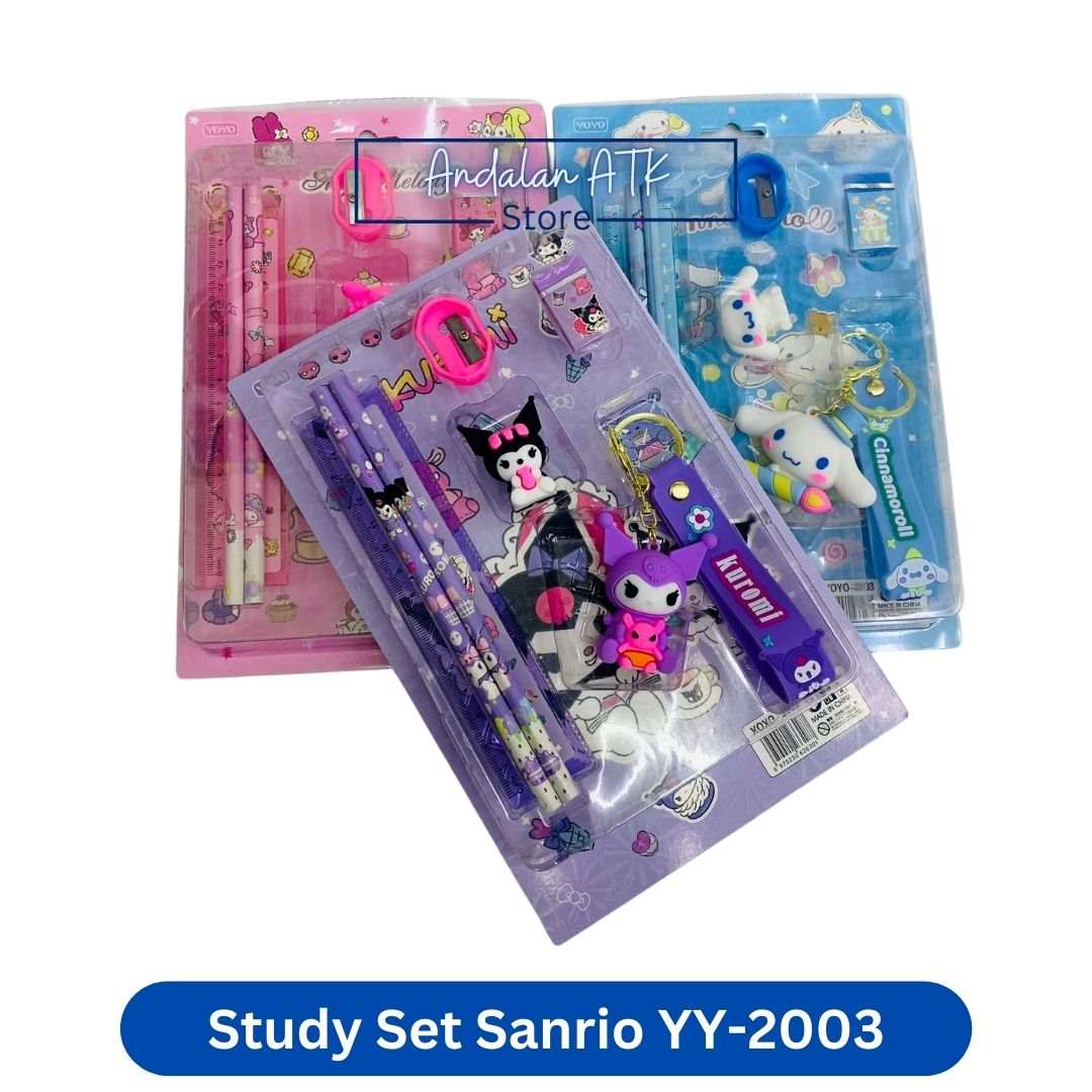 Study Set Alat Tulis Yoyo Sanrio YY-2003 / Kuromi, Cinnamoroll, My Melody  