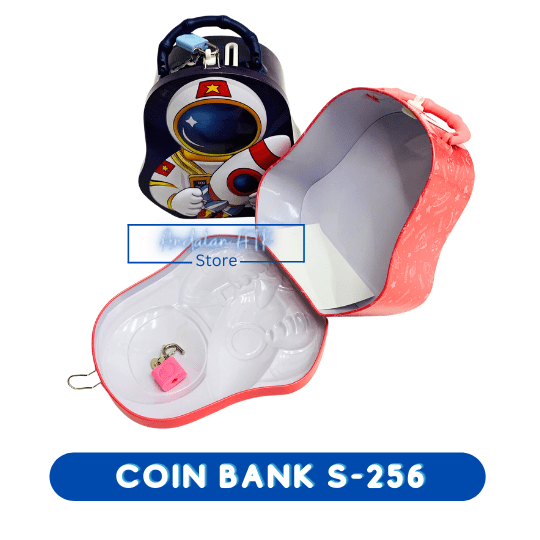 Coin Bank / Celengan Anak Kunci Gembok Karakter Astronot S-256 Xiaolingjing