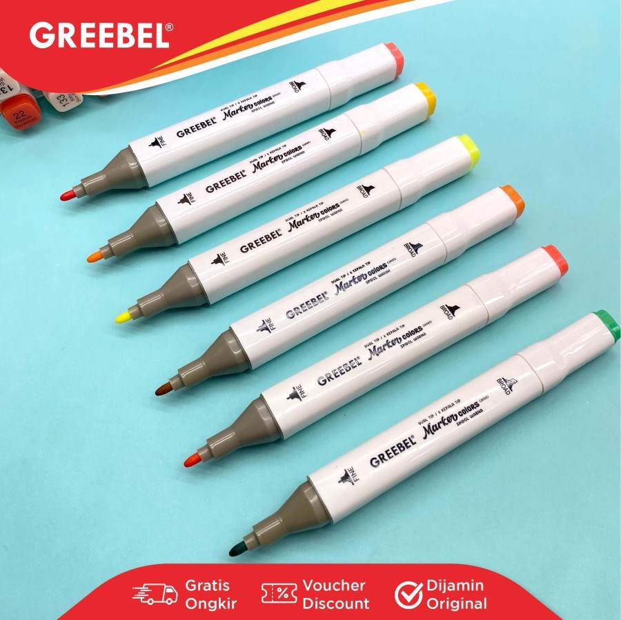 Spidol + Highlighter / Greebel Water Marker Dual Head - GMWD 36C 36 Warna / Spidol Sketsa