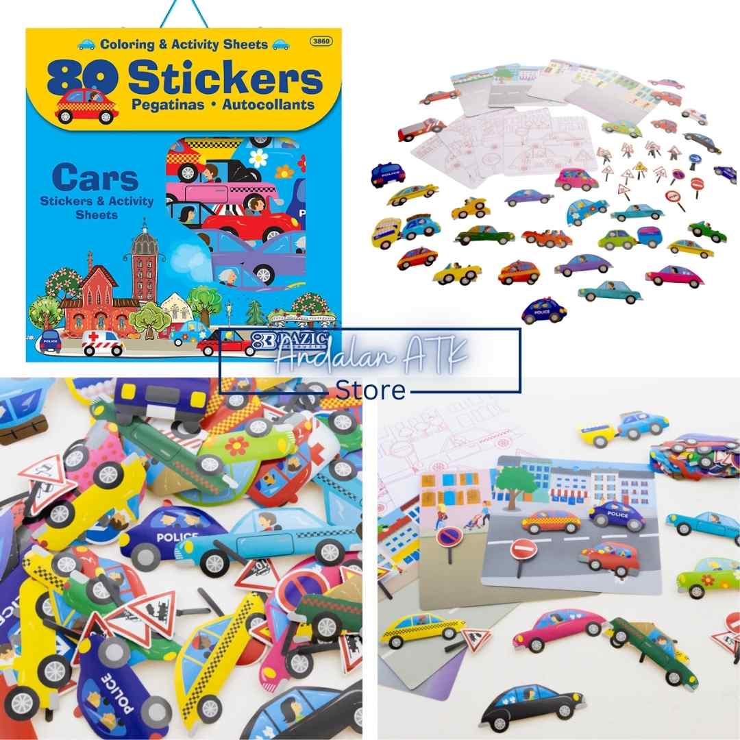 Bazic Stickers Series Car, Dinosaur, Animal, Princess [80 PCS] / Tempelan Stiker  