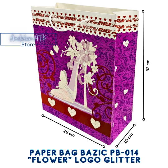 Paper Bag Flower Bazic PB-014 Logo Timbul / Tas Kertas Shopping Bag / Goodie Bag