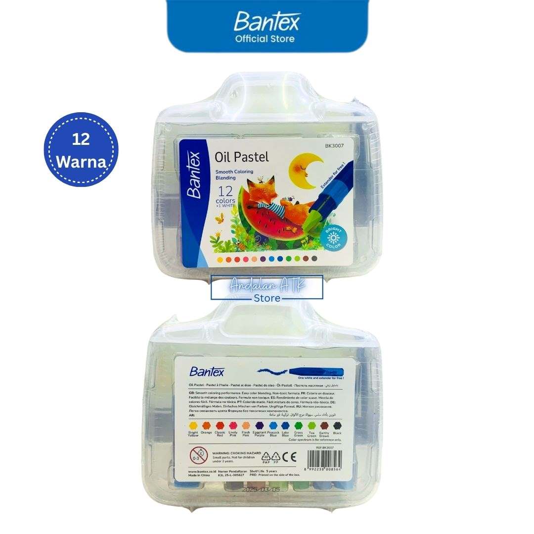 Oil Pastel Bantex BK3007 12 Colour / Krayon / Crayon  