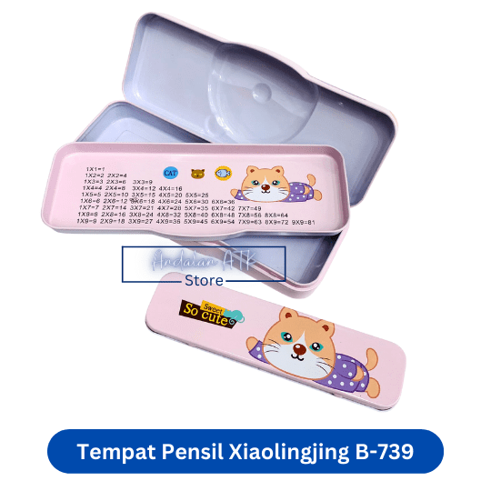 Tempat Pensil Anak Xiaolingjing B-739 Kucing Kaleng / Kotak Pensil / Pencil Case  