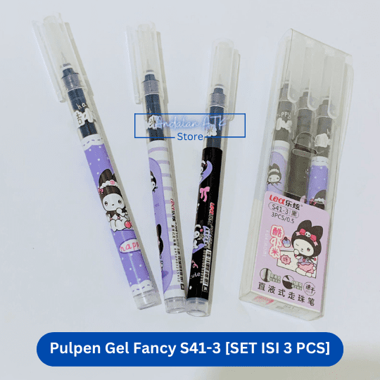 Pulpen Gel Lea Fancy S41-3 0.5mm Hitam / Ballpoint Pena