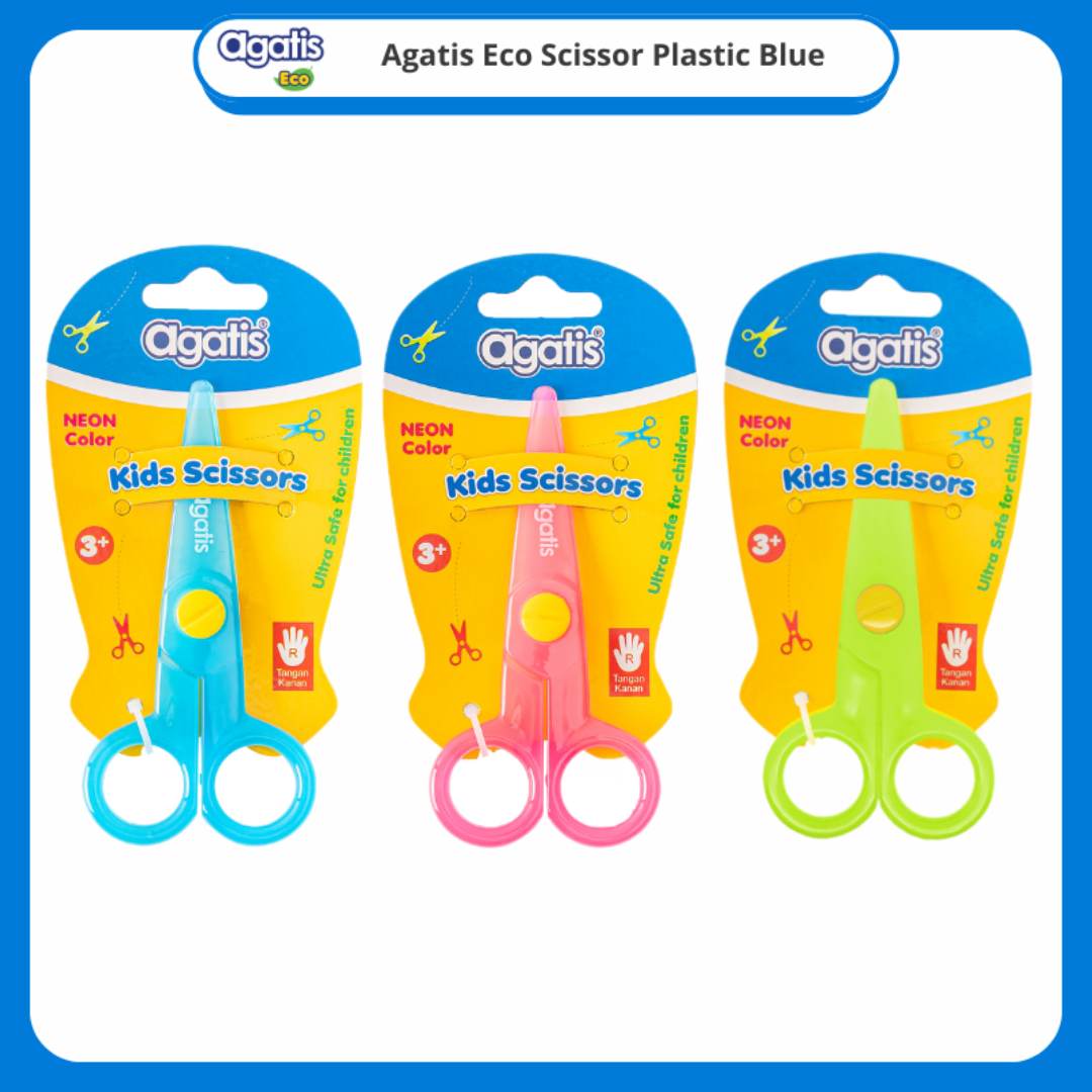 Gunting Agatis Scissors Plastic For Kids Neon GSKD-30PS-AC1 NEON BLUE, NEON PINK, NEON YELLOW  