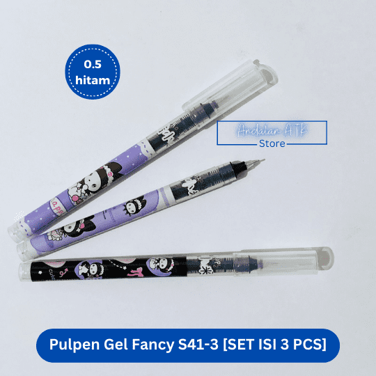 Pulpen Gel Lea Fancy S41-3 0.5mm Hitam / Ballpoint Pena