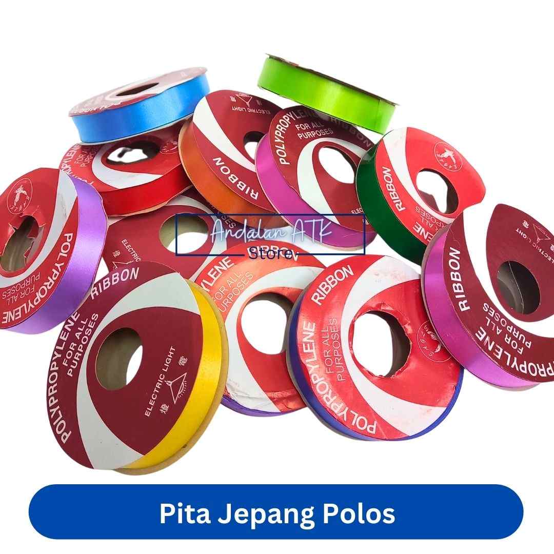 Pita Jepang Polos / Pita Kado Jepang Polos Warna Warni Panjang 12 Meter / Ribbon Polypropylene  