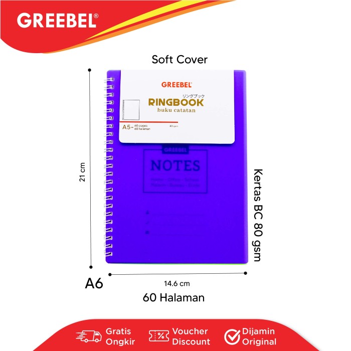 Greebel Ring Book 8060 A5 PP-2 Ukuran A5 / Buku Agenda Notebook / Buku Catatan