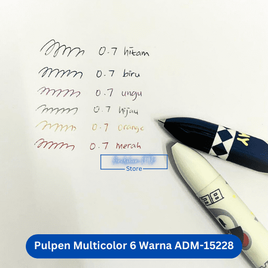 Pulpen Warna Warni 6 Warna Multicolor 0.7mm ADM-15228 [SATUAN] / Ballpoint Pena  