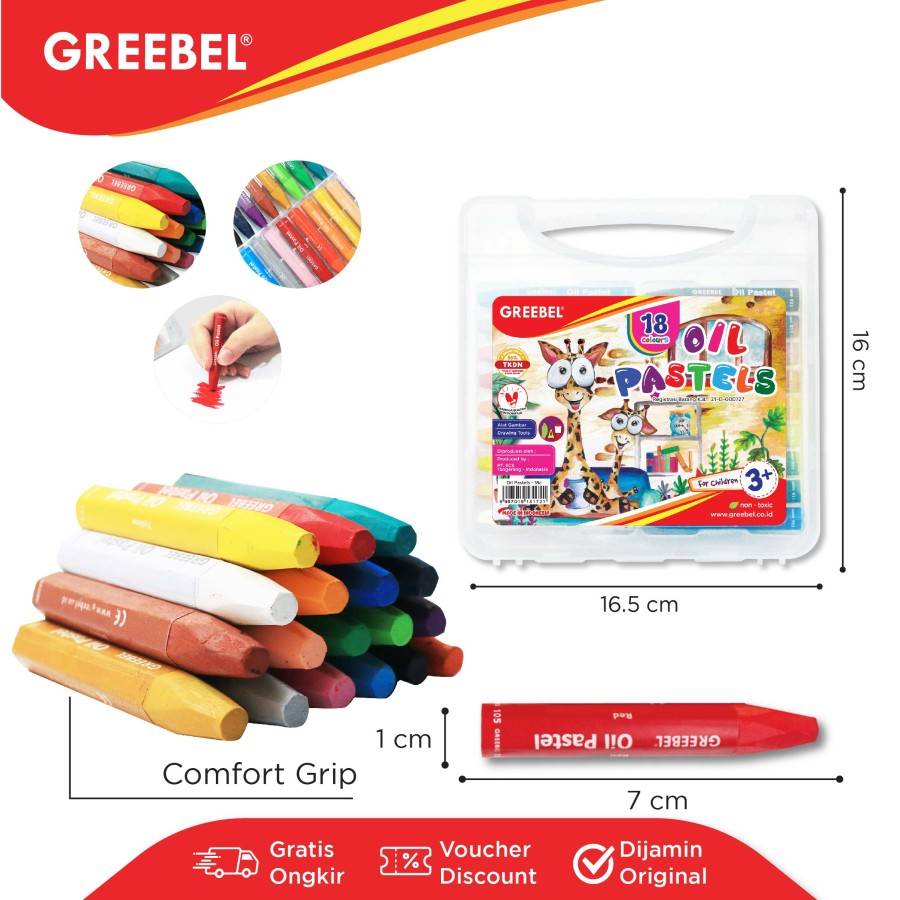 Greebel Oil Pastel PP-18C 18 Warna / Crayon / Krayon Greebel
