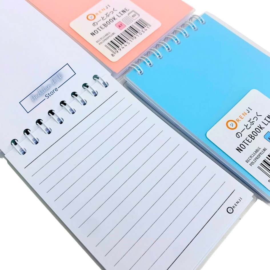 Notebook Orenji Buku Agenda A7 Line Spiral Atas Pastel 60 Lembar/ Buku Catatan Bergaris  