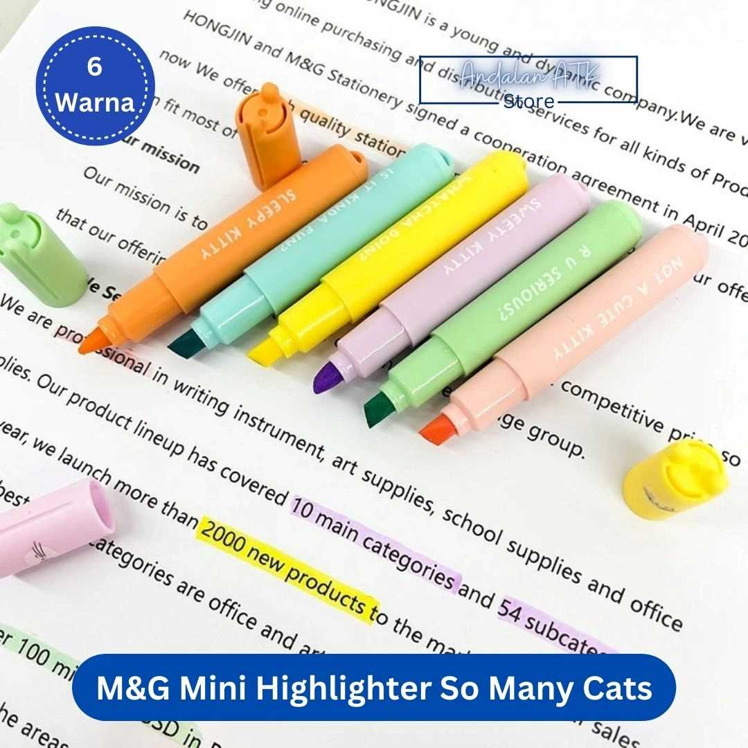 M&G Mini Highlighter So Many Cats AHM22575 [6 Warna] / Stabilo  
