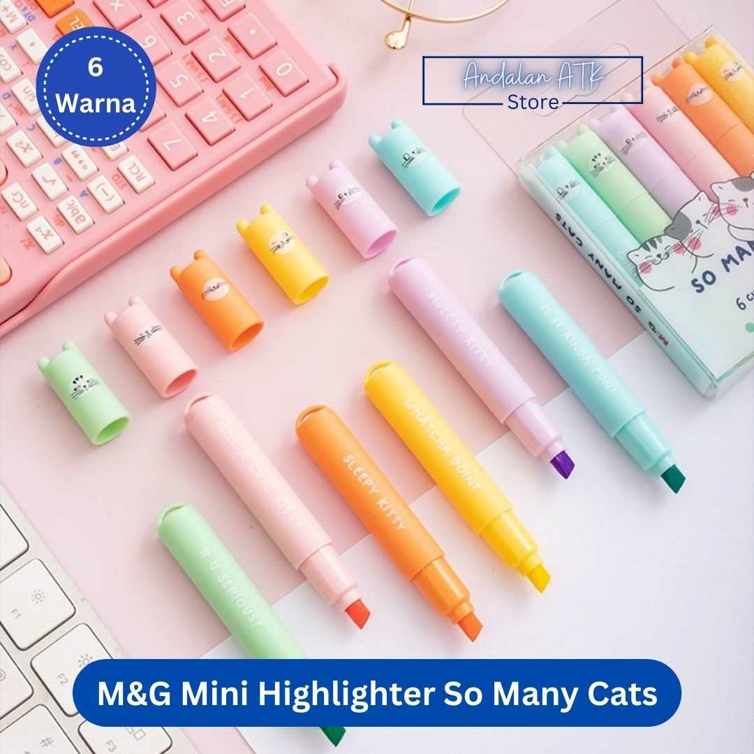 M&G Mini Highlighter So Many Cats AHM22575 [6 Warna] / Stabilo  