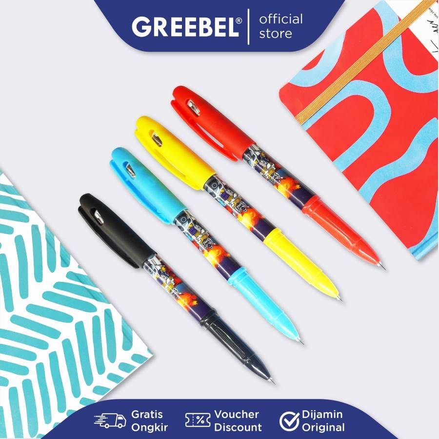Pulpen Greebel / Parko Gel Pen GP-004 0.5MM Hitam Robot / Ballpoint  