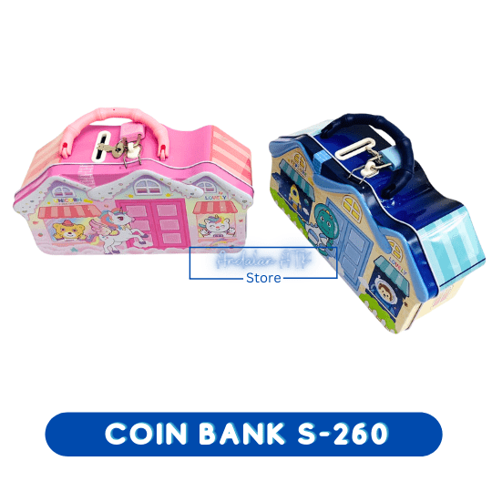 Coin Bank / Celengan Anak Kunci Gembok Karakter Rumah S-260 Xiaolingjing