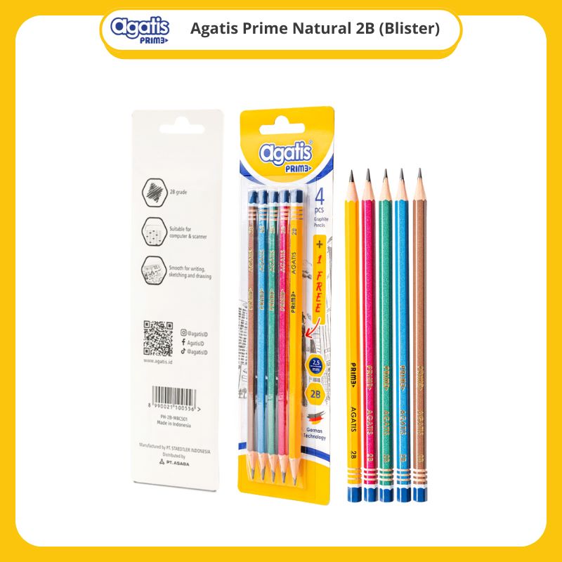 Pensil / Agatis Pencil Set @5 PH-2B-MBC501 Prime Hexagonal Graphite Metalic  