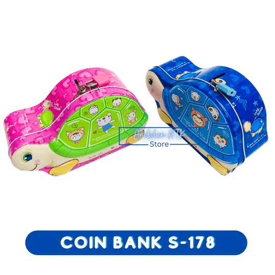 Coin Bank / Celengan Anak Kunci Gembok Karakter Kura-Kura S-178 Xiaolingjing  