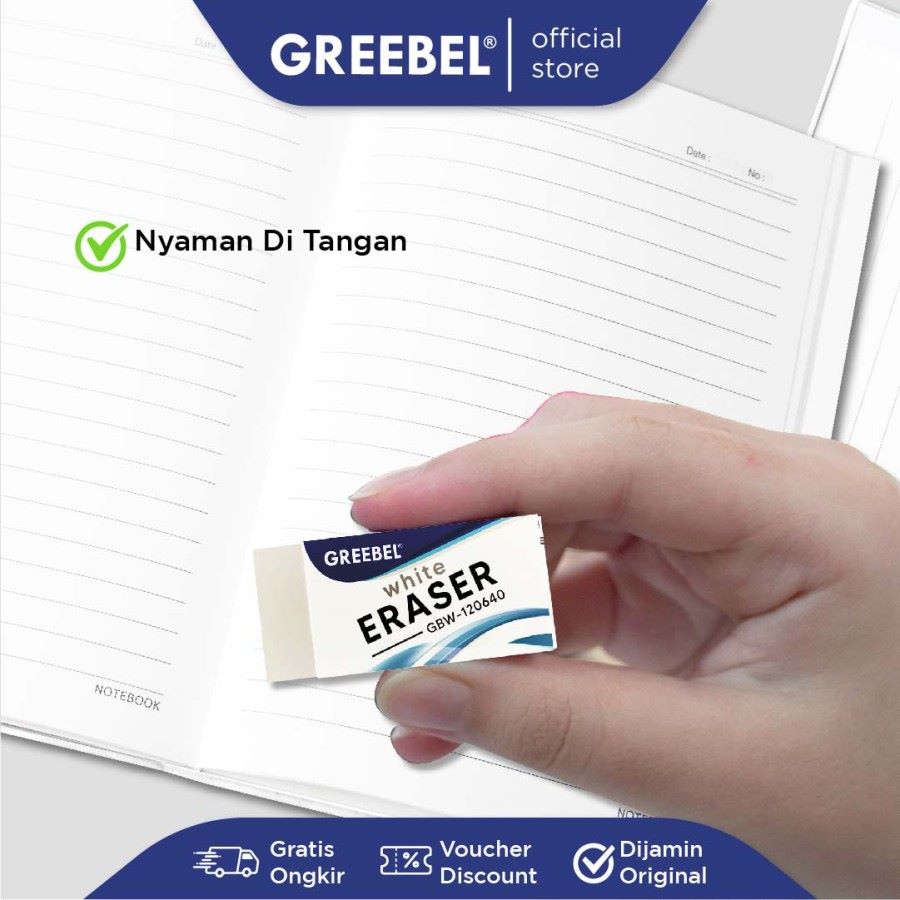 Penghapus Greebel Putih / Greebel Eraser GBW-120640 Kecil - Sedang - Besar / Hapusan Pensil Putih
