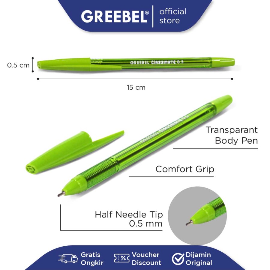 Pulpen Greebel / Greebel Ballpen Classmate 0.5MM Hitam / Ballpoint  