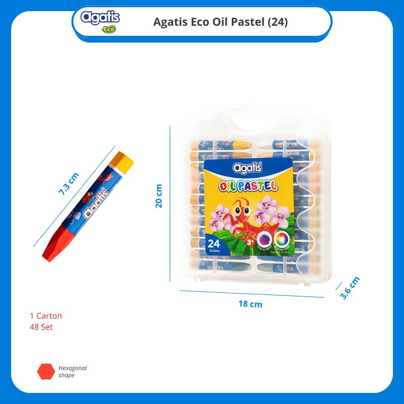 Crayon Agatis Eco 24 Warna OH-OP-2401 Hexagonal / Oil Pastel  