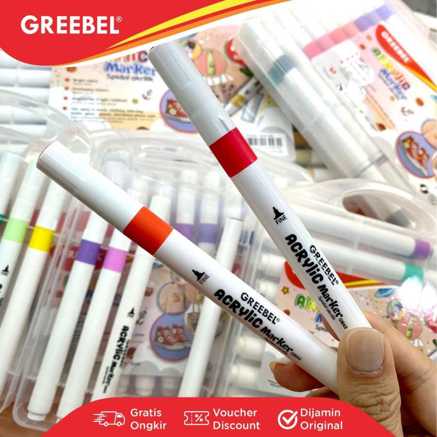 Spidol Akrilik / Greebel Acrylic Marker Single Head [18 - 24 - 36 - 48 Warna]  