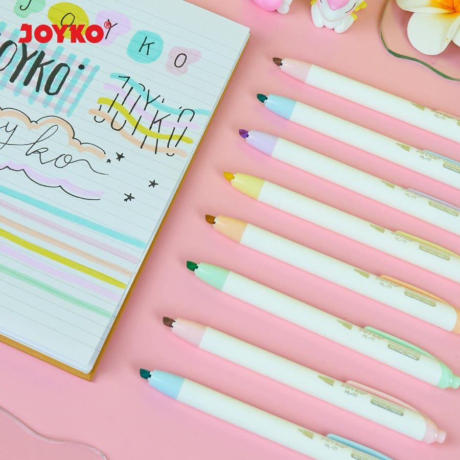 Highlighter Joyko HL-77 Retrackable [SET ISI 6 PCS] / Stabilo Joyko / Penanda Buku  