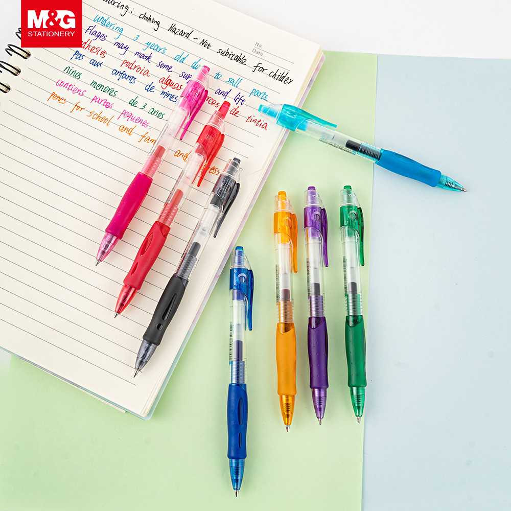 Pulpen / Ballpen Gel Pen M&G Retractable Comfort Grip 0.7 mm 8 Warna AGP12371