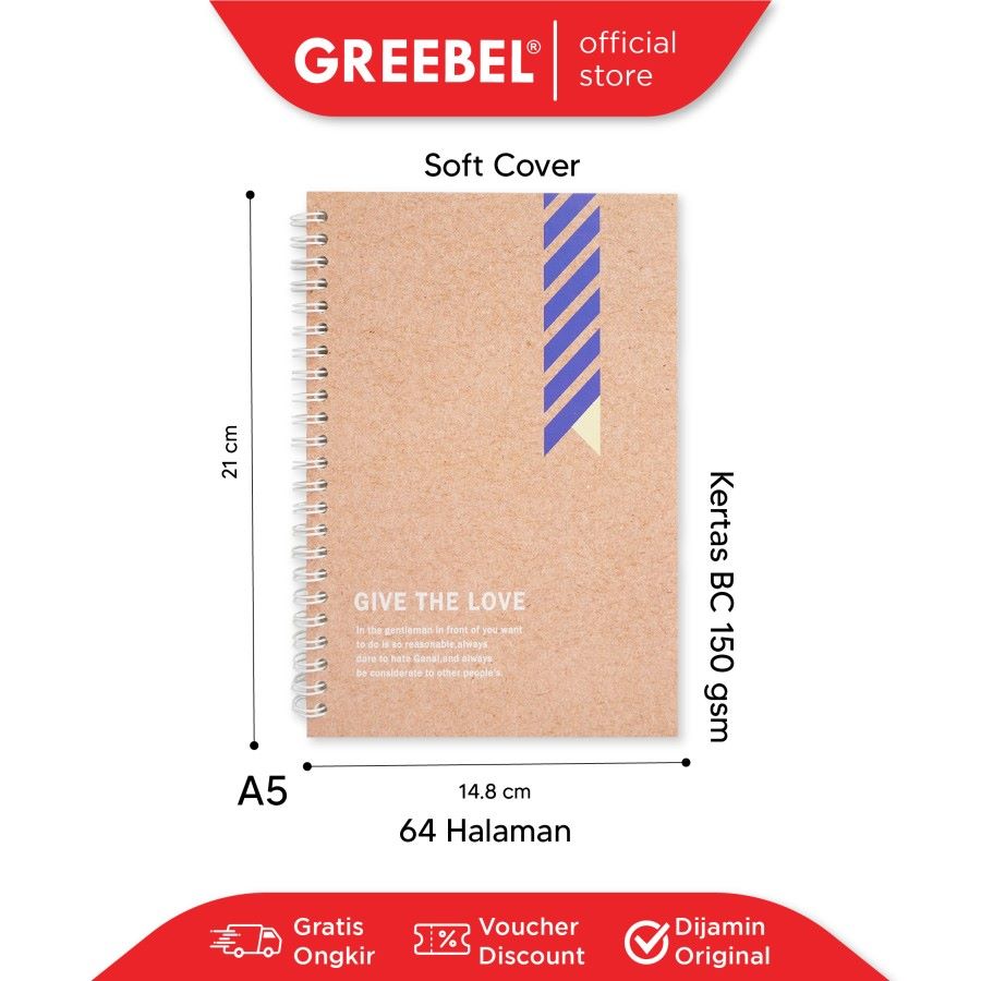 Greebel Ring Book 8064 A5O 30 Ukuran A5 / Buku Agenda Notebook / Buku Catatan  