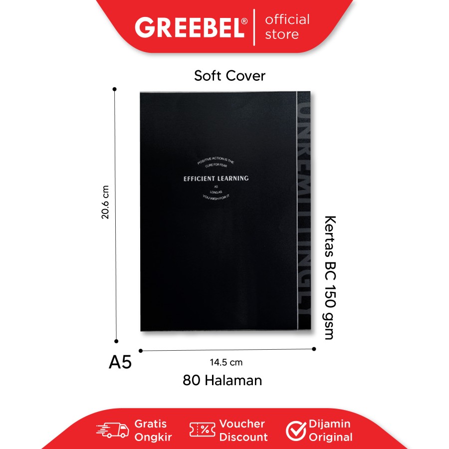 Greebel Note Book 8080 A50 15 Ukuran A5 / Buku Agenda Notebook / Buku Catatan
