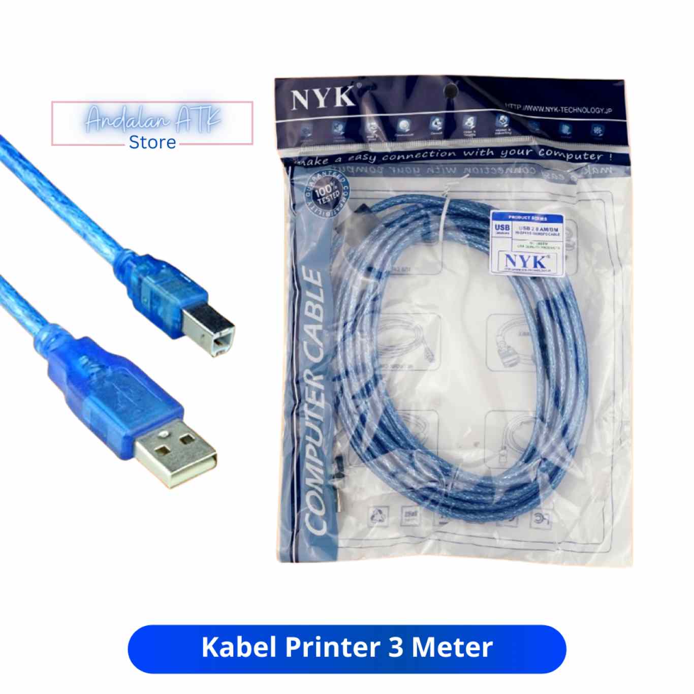Kabel Printer 3 Meter dan 1.5 meter  