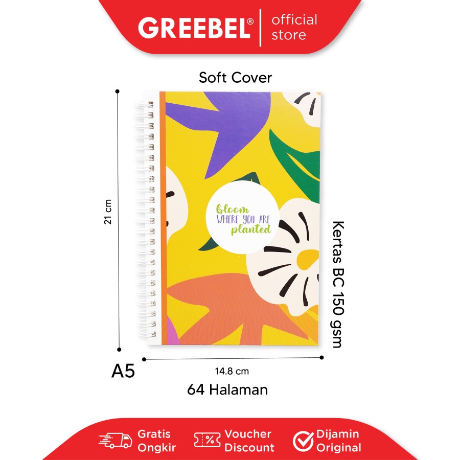 Greebel Ring Book 8064 A5O 34 Ukuran A5 / Buku Agenda Notebook / Buku Catatan