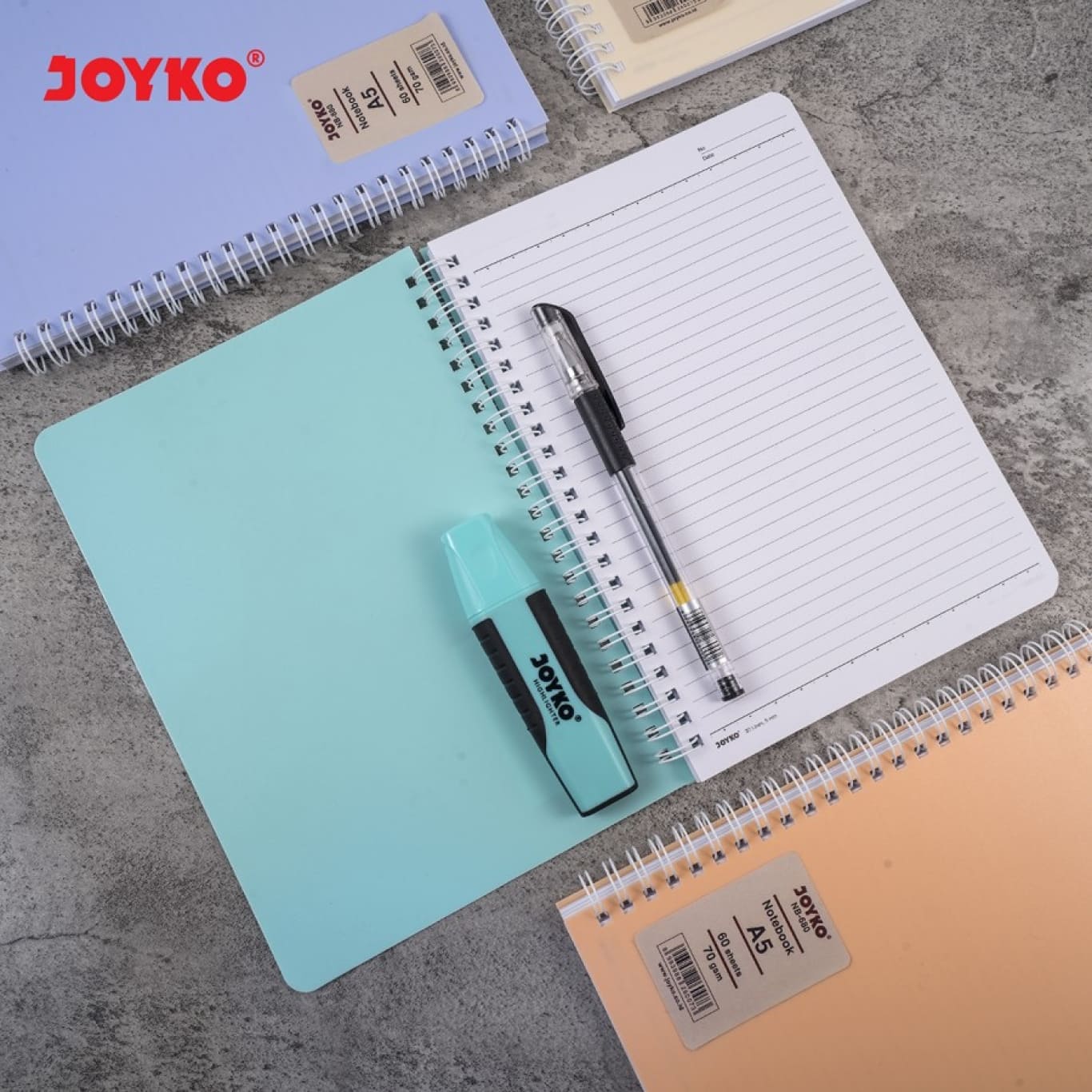 Joyko Notebook A5 Diary Agenda Buku Catatan Bergaris NB-680 Pastel [60 Lembar]  