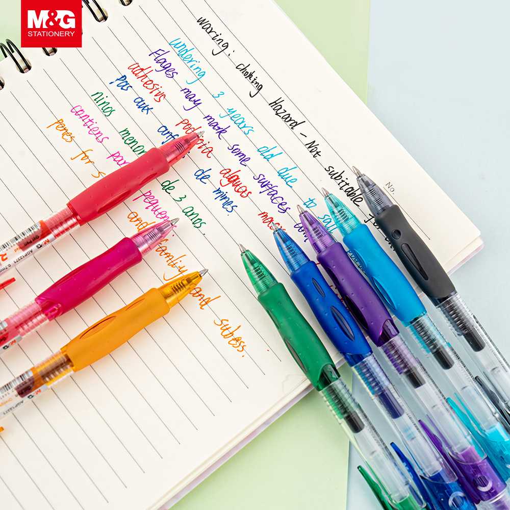 Pulpen / Ballpen Gel Pen M&G Retractable Comfort Grip 0.7 mm 8 Warna AGP12371