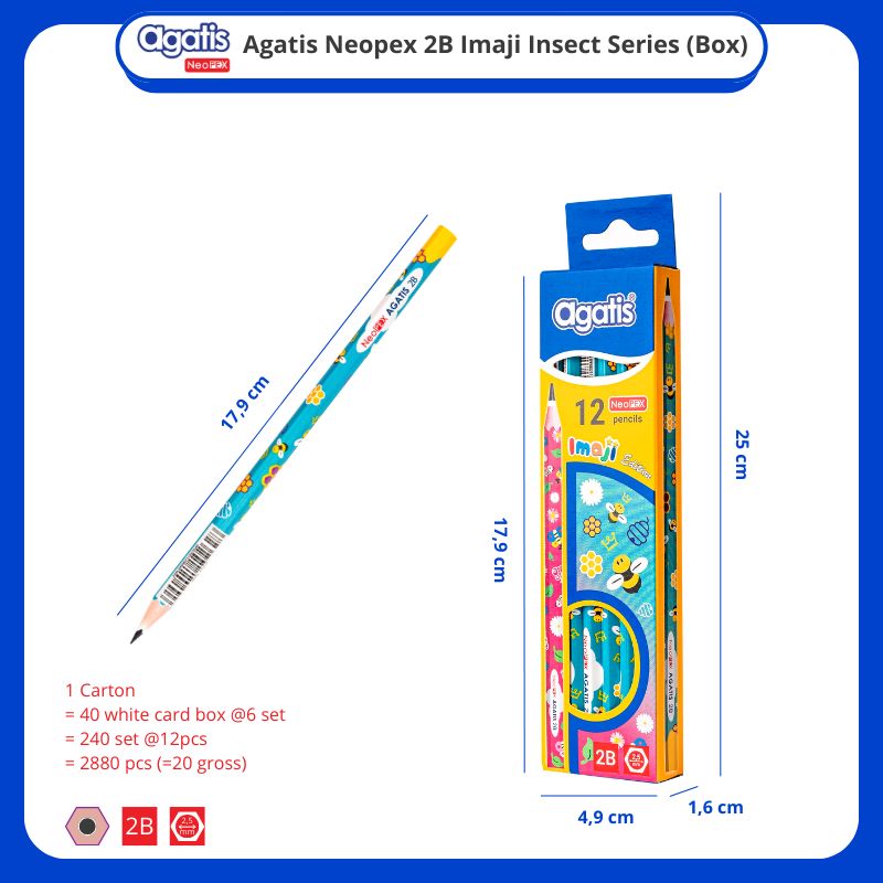 Pensil / Agatis Pencil 2B NH-2BW2-1201 Neopex Graphite Hexagonal [1 PACK]  