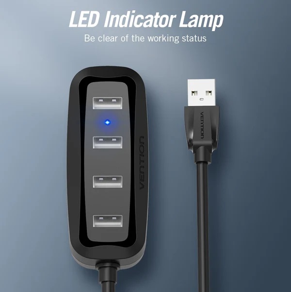 Vention - HUB 4 Port USB 2.0 0.15M Black VAS-J43B015  