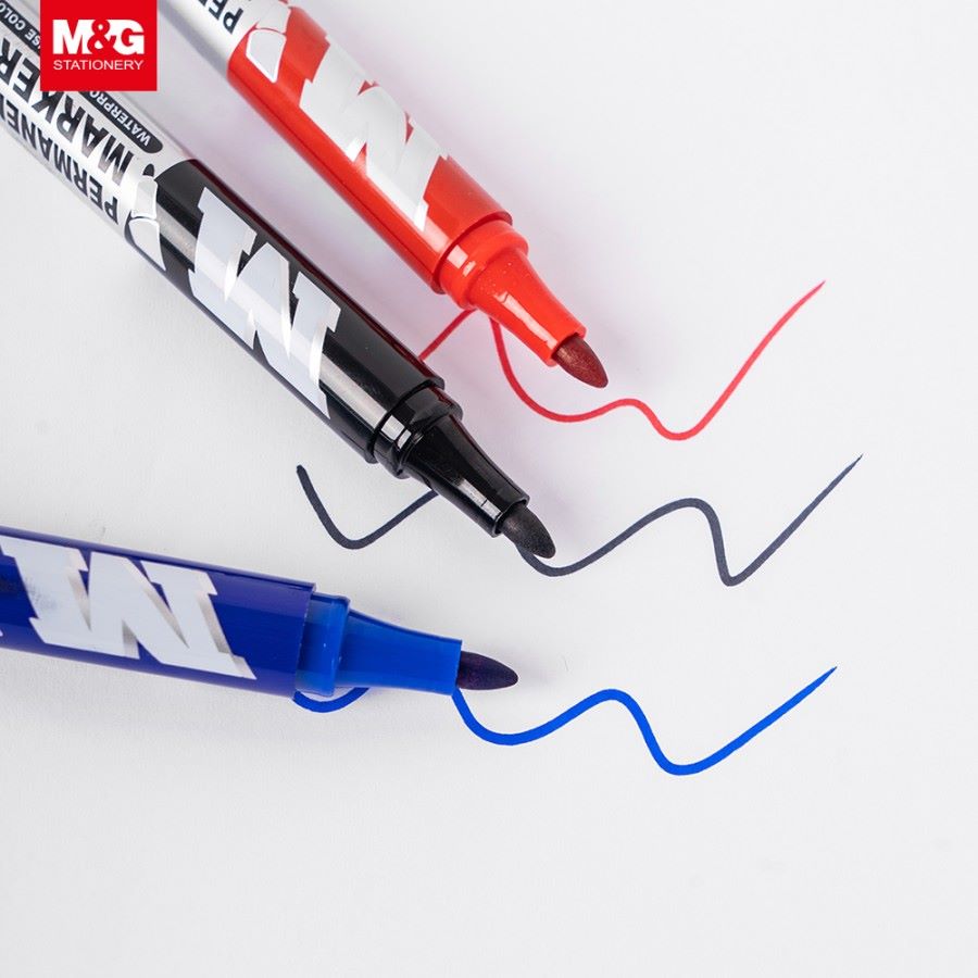 Spidol Permanen Marker M&G Permanent Black, Blue, Red APMY2272 / Tidak Bisa Dihapus  