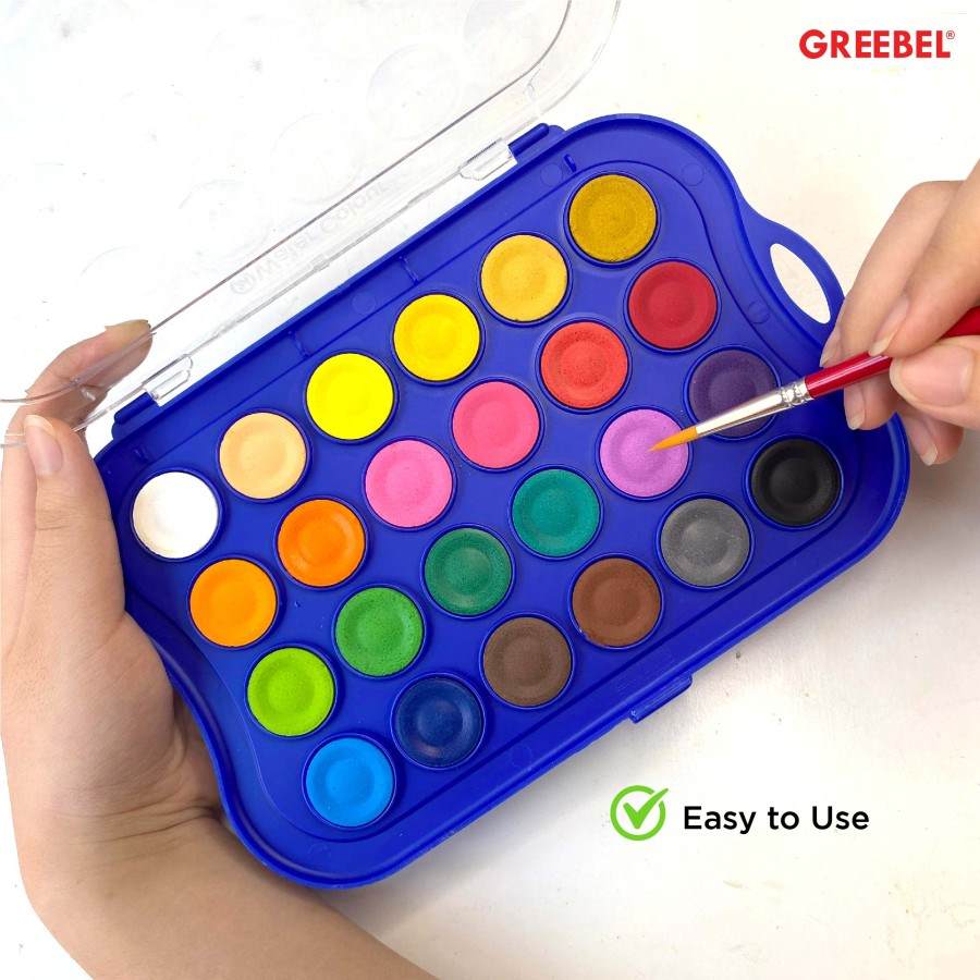 Cat Air Greebel Watercolor Cake 24 Warna + Kuas  