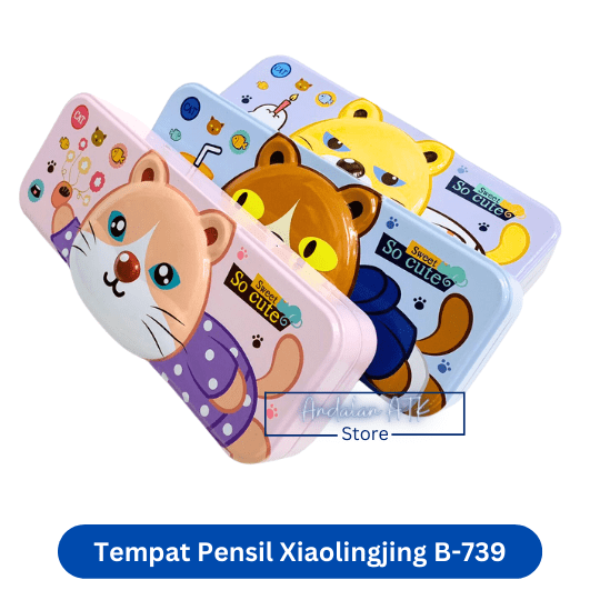 Tempat Pensil Anak Xiaolingjing B-739 Kucing Kaleng / Kotak Pensil / Pencil Case  