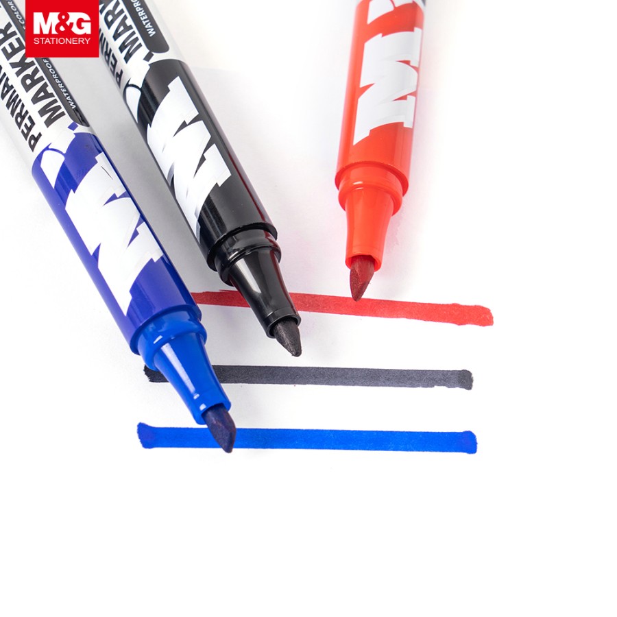 Spidol Permanen Marker M&G Permanent Black, Blue, Red APMY2272 / Tidak Bisa Dihapus  