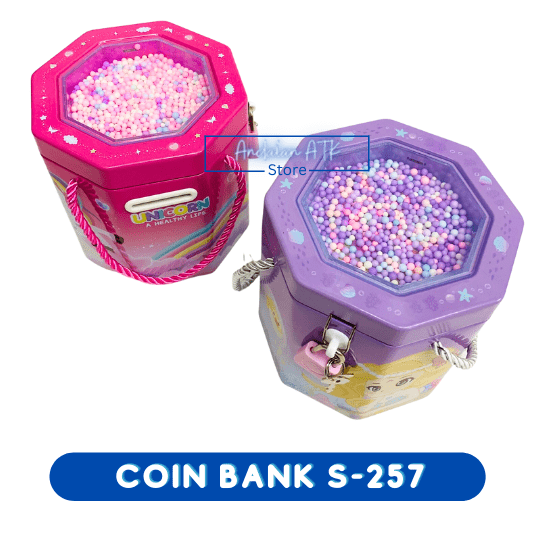 Coin Bank / Celengan Anak Kunci Gembok Foam Butir Bentuk Hexagonal S-257 Xiaolingjing
