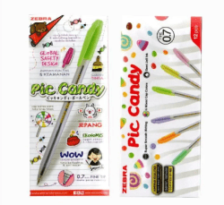Pulpen Zebra Pic Candy Semi Gel Tinta Hitam 0.7mm / Ballpoint  