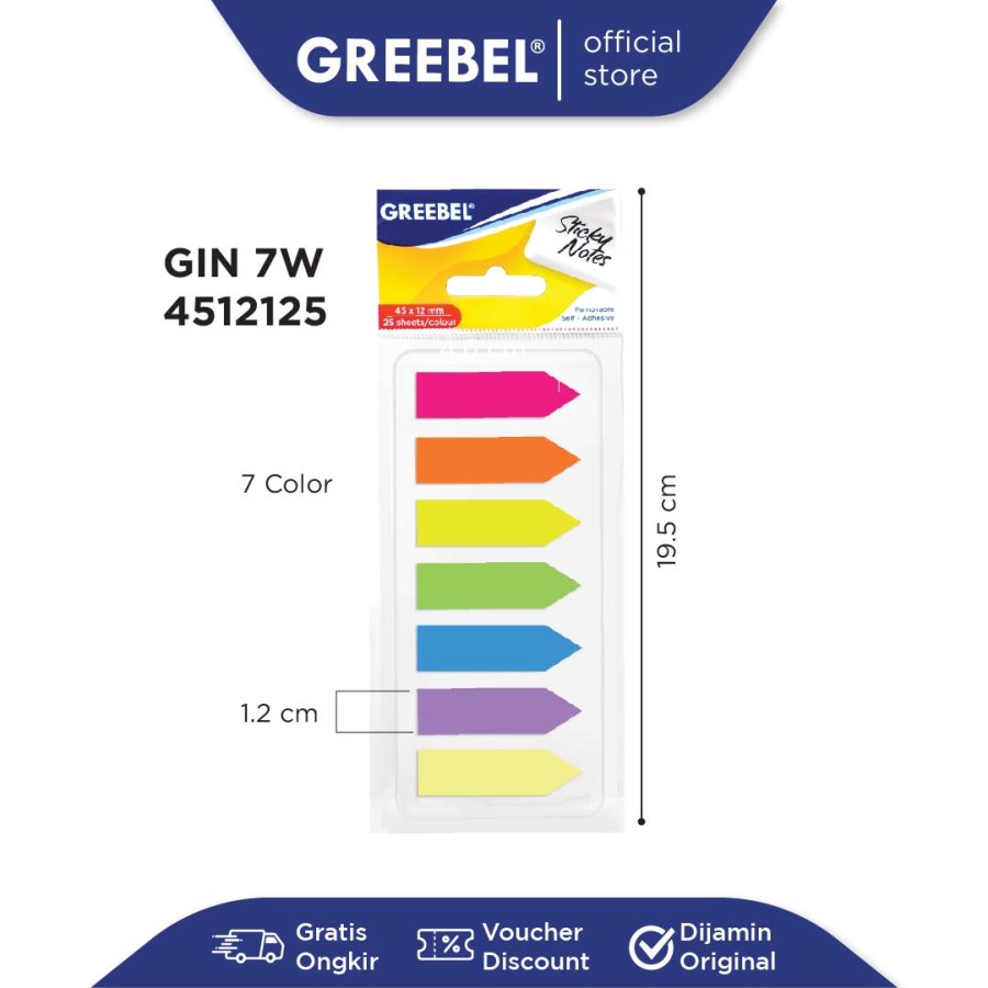 Sticky Note Greebel Index Gin 7 Warna 4512125 Panah / Post It / Index Memo  