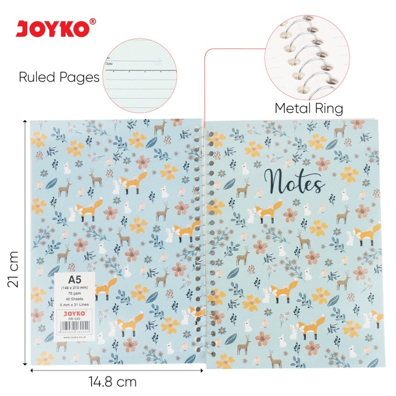 Joyko Notebook A5 Diary Agenda Buku Catatan Bergaris NB-689 [40 Lembar]  